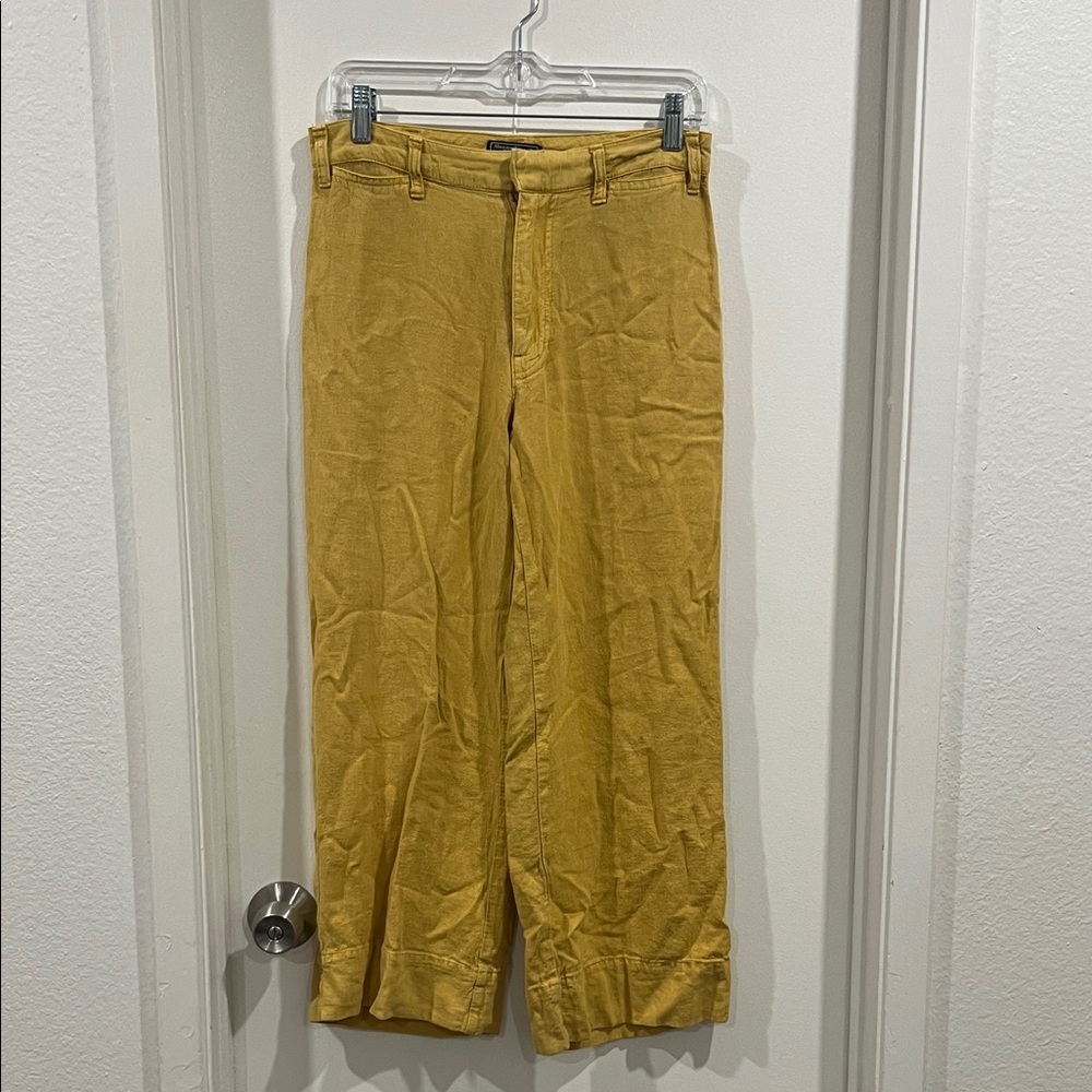 Abercrombie & Fitch Annie high-rise wide leg crop Pants linen blend size 26